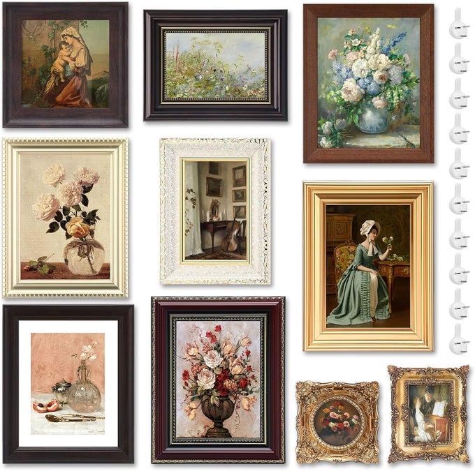 10 PCS VINTAGE PICTURE FRAMES FOR WALL OR TABLETOP DISPLAY ORNATE FRENCH COUNTRY FRAMES VINTAGE FARMHOUSE DECOR ANTIQUE WALL ART SET FOR GALLERY BEDROOM LIVING ROOM