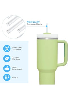 spa luxetique 8 Pack Replacement Straws Compatible with Stanley 40/30 oz Cup Tumbler, Reusable Plastic Straws with Cleaning Brush, Compatible with Stanley Adventure Travel Tumbler Accessories（12.5inch Long）  - Image 2