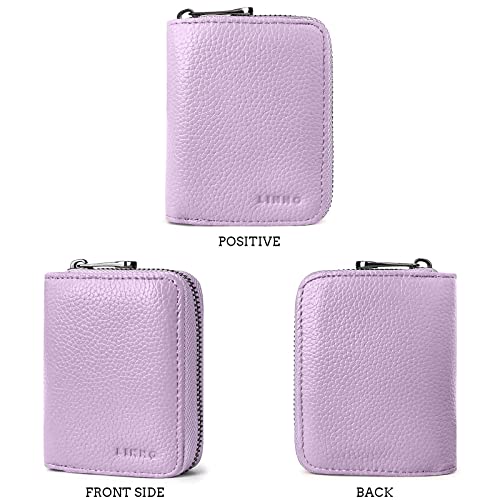 Linno RFID 20 Slots Credit Card Holder Genuine Leather Small Wallet for Women or Men with Zipper - Image 5