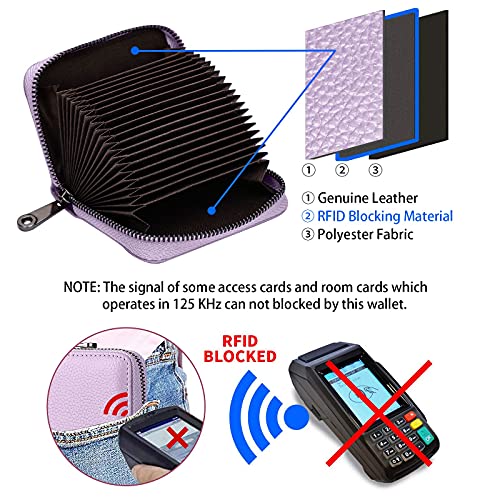 Linno RFID 20 Slots Credit Card Holder Genuine Leather Small Wallet for Women or Men with Zipper - Image 3