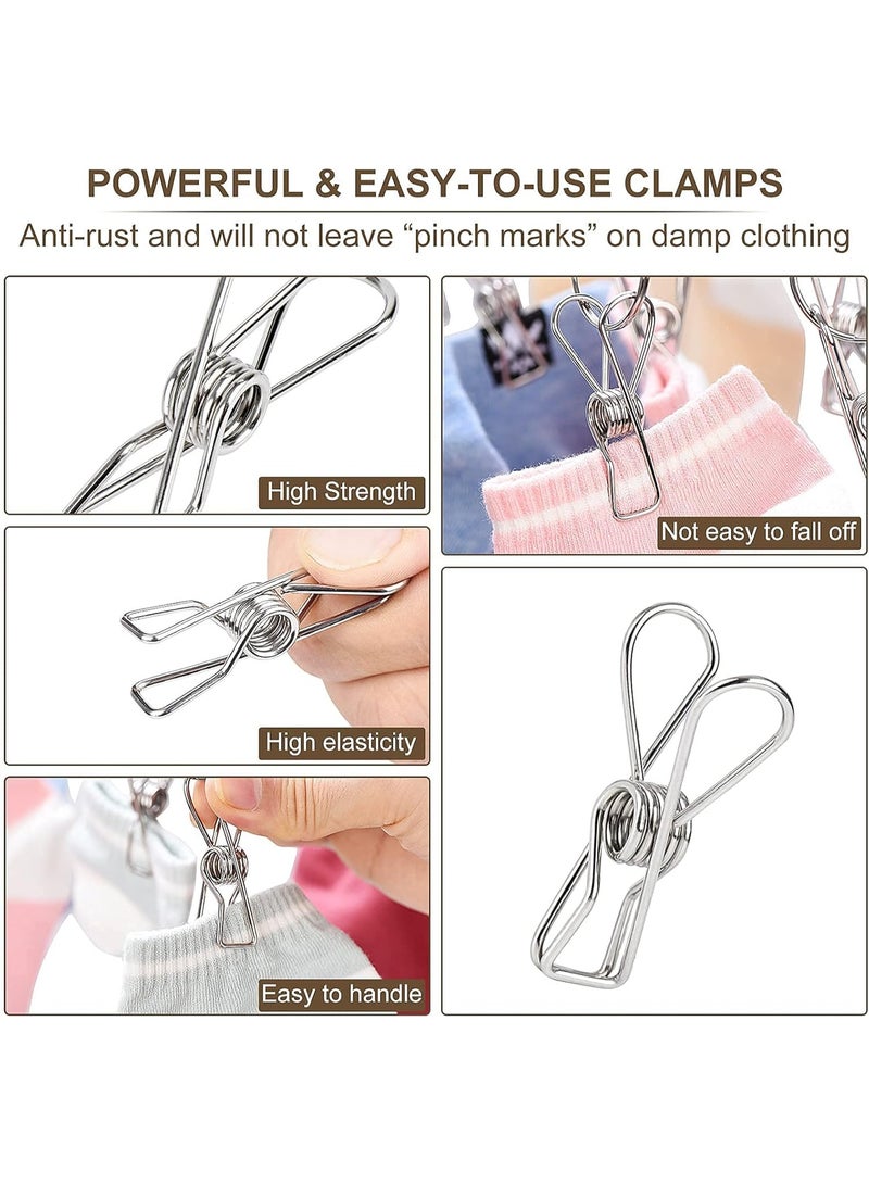 Bukela Foldable Clothes Drying Hanger, Stainless Steel Laundry Drying Rack with 20 Clips, Sock Dryer Hanger for Hanging Underwear, Towels, Baby Clothes, Lingerie, Bra, Hat, Scarf, Gloves, Diapers - Image 5