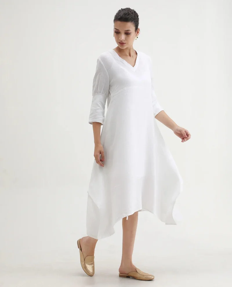 Rareism Women's Linen Asymmetric Dress