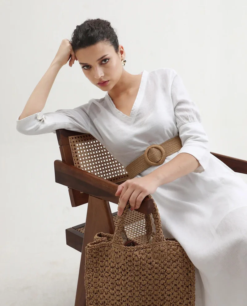 Rareism Women's Linen Asymmetric Dress