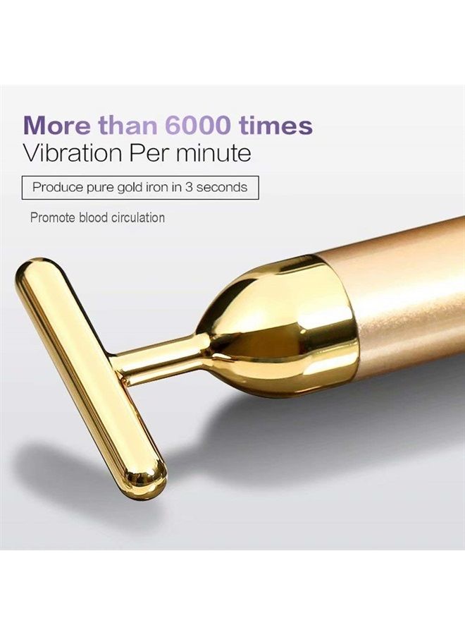 Horolas GOODYBUY Beauty Bar 24k Gold Skin Care Face Massager Roller, 2 in 1 Electric 3D Roller and T Shape Energy Beauty Bar for Face Lift and Skin Tightening - Image 3