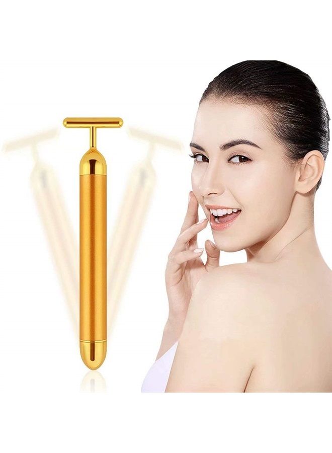 Horolas GOODYBUY Beauty Bar 24k Gold Skin Care Face Massager Roller, 2 in 1 Electric 3D Roller and T Shape Energy Beauty Bar for Face Lift and Skin Tightening - Image 1