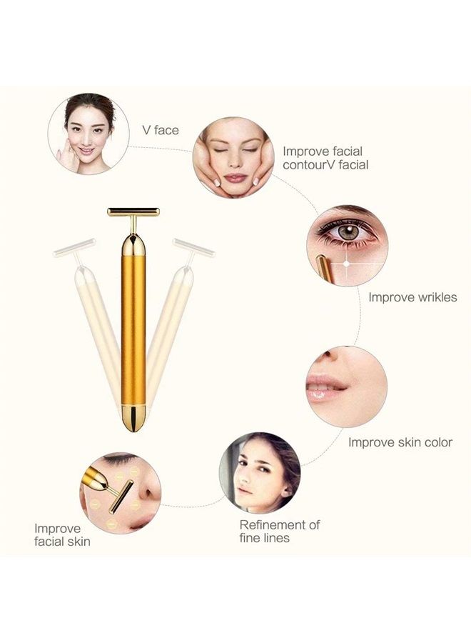 Horolas GOODYBUY Beauty Bar 24k Gold Skin Care Face Massager Roller, 2 in 1 Electric 3D Roller and T Shape Energy Beauty Bar for Face Lift and Skin Tightening - Image 5