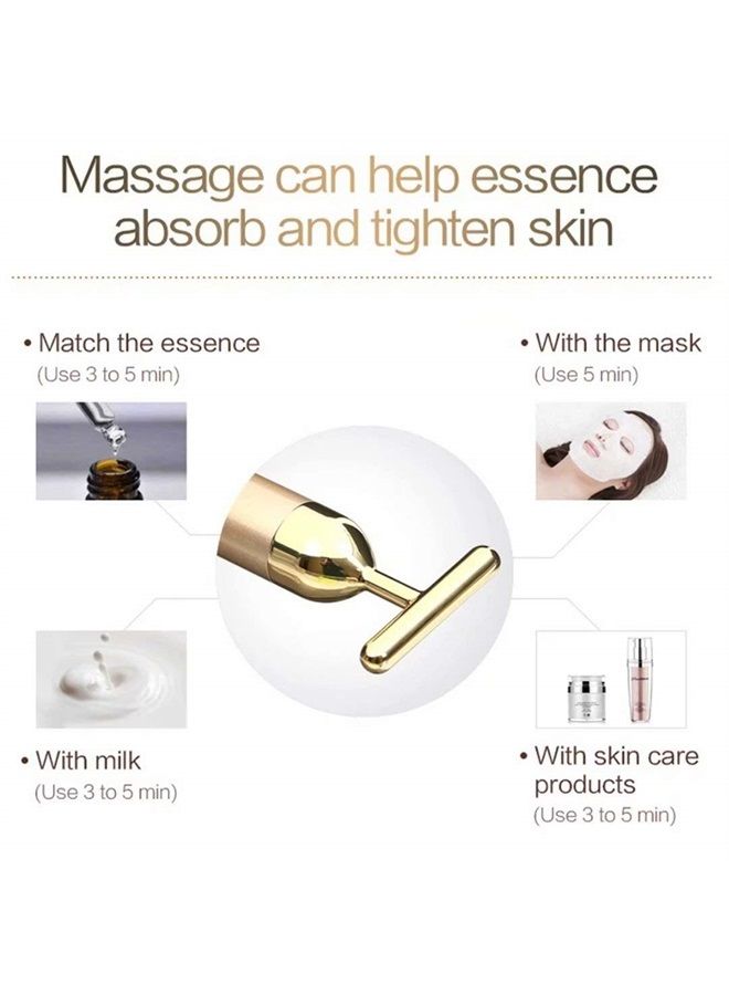 Horolas GOODYBUY Beauty Bar 24k Gold Skin Care Face Massager Roller, 2 in 1 Electric 3D Roller and T Shape Energy Beauty Bar for Face Lift and Skin Tightening - Image 4