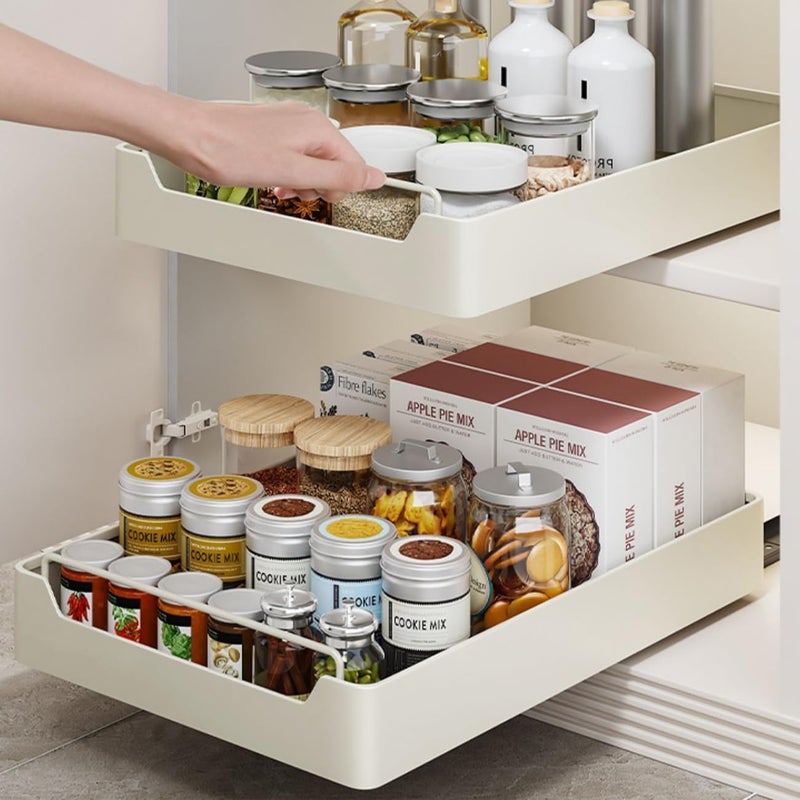 Calyrex Calyrex Pull Out Cabinet Organizer Expandable Slide out Drawers for Kitchen Cabinets Heavy Duty Slide out Drawers Fixed with Adhesive Nano Film for Pantry Bathroom  - Image 2
