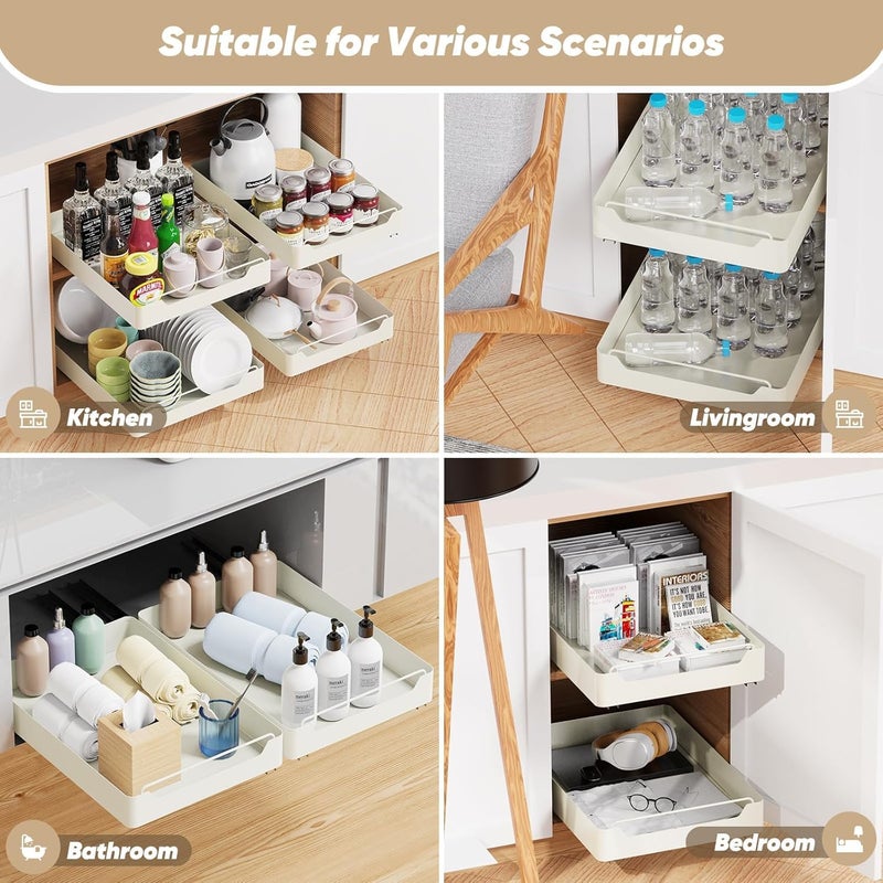 Calyrex Calyrex Pull Out Cabinet Organizer Expandable Slide out Drawers for Kitchen Cabinets Heavy Duty Slide out Drawers Fixed with Adhesive Nano Film for Pantry Bathroom  - Image 4