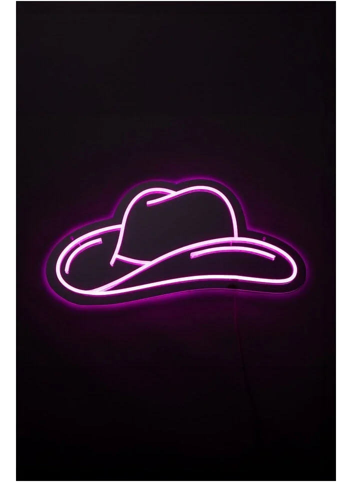 Typo Space Neon Wall Mirror Cowboy Hat