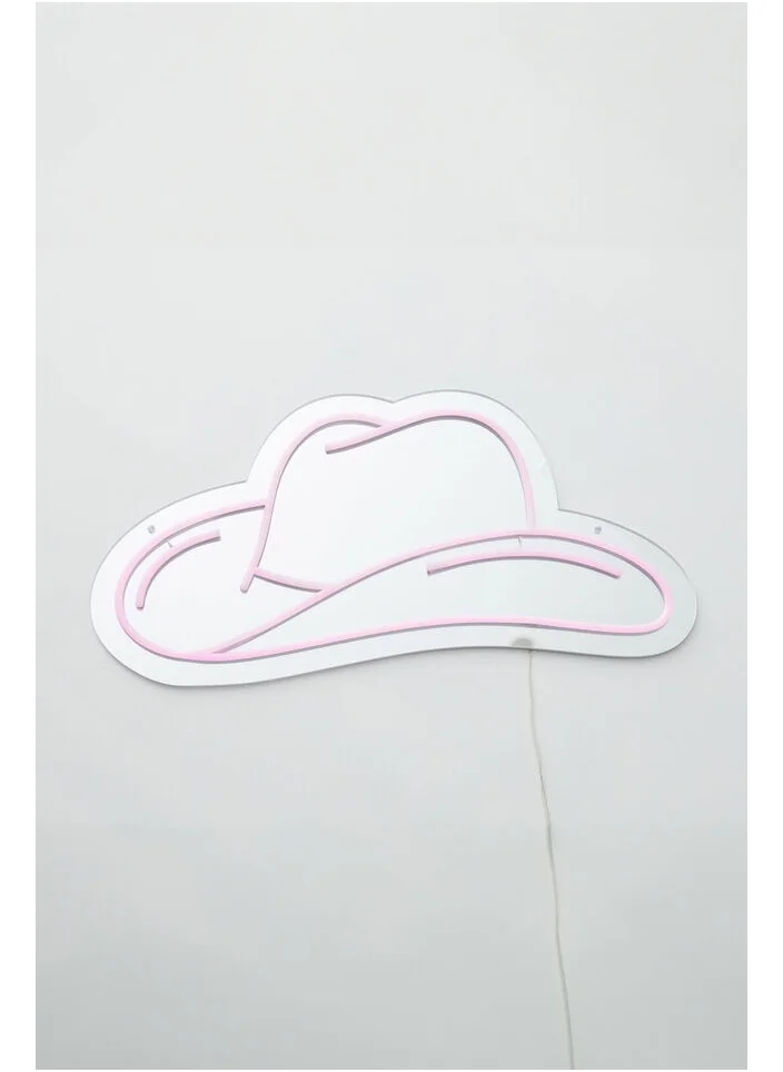 Typo Space Neon Wall Mirror Cowboy Hat