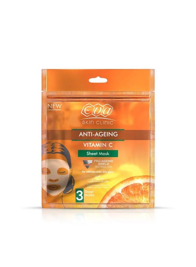 قناع الوجه بفيتامين سي المضاد للشيخوخة من سكين كلينيك (3 أقنعة ورقية)