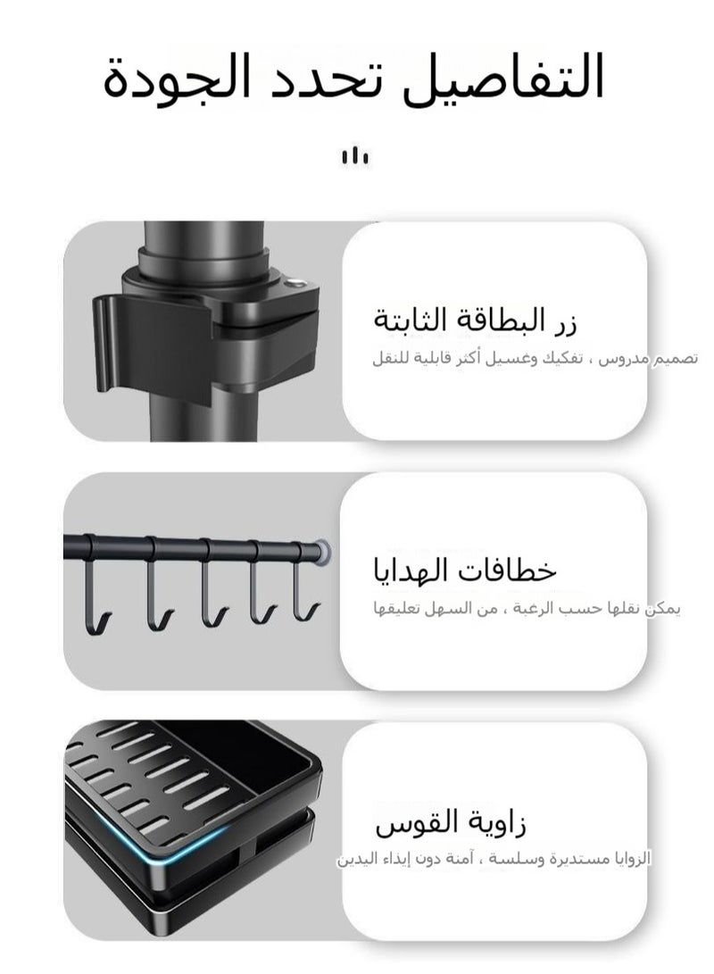 XiuWoo Multifunctional No-Punch Wall Mounted Corner Rotating Ktichen Storage Rack Organizer with Hooks and Knife Holder Storage  - Image 4