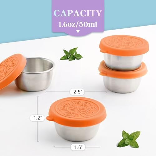 Qukaka 6x16 Oz Salad Dressing Containers With Lids Small Leakproof Reusable Stainless Steel Salad Dressing Container To Go For Lunch BoxesSauce containers PicnicsTravel Meal Prep And Kitchen Storage - Image 3