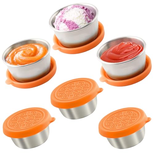 Qukaka 6x16 Oz Salad Dressing Containers With Lids Small Leakproof Reusable Stainless Steel Salad Dressing Container To Go For Lunch BoxesSauce containers PicnicsTravel Meal Prep And Kitchen Storage - Image 1