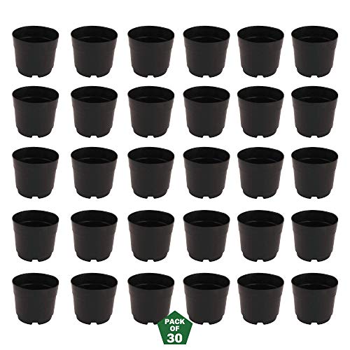 Leafy Tales UV Plastic Round Pots for Plants (6 Inches, Black, Pack of 30) | Lightweight Indoor Outdoor Garden & Balcony Planters - Image 1