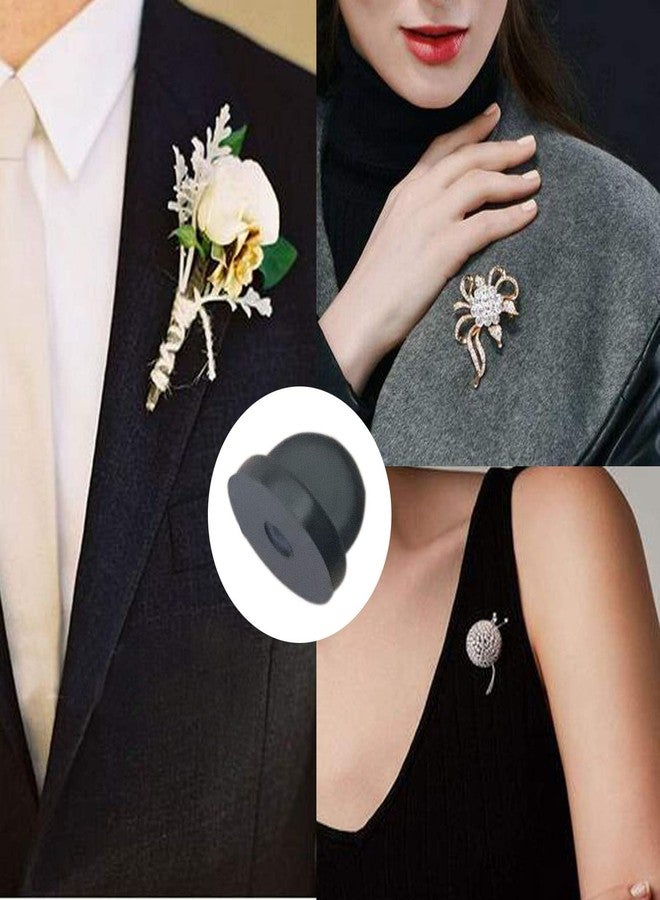 مونوشيف ٥٠ قطعة من دبابيس التثبيت المطاطية، ودبابيس التثبيت على شكل فراشة من مادة PVC، ودبابيس تثبيت الياقات المطلية بالمينا، وحافظات القبعات، وبدائل لشارات الزي الرسمي، ودبابيس ربطات العنق المريحة، ومشابك تثبيت خلفية، باللون الأسود. - Image 3