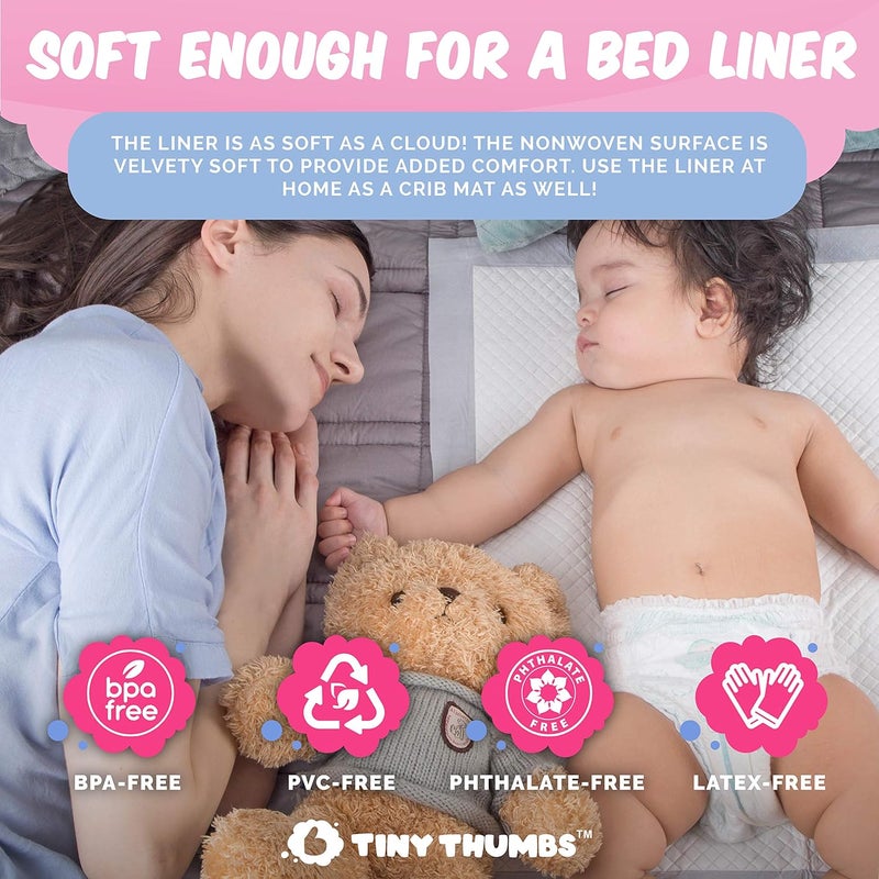TINY THUMBS Disposable Changing Pads for Baby (54 Pack) - Super Soft, Ultra Absorbent & Waterproof Large Diaper Changing Pad Liners - Baby Changing Pad Cover & Bed Pads - Image 5