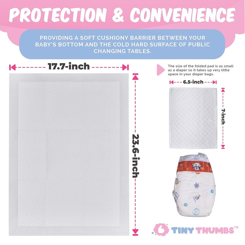 TINY THUMBS Disposable Changing Pads for Baby (54 Pack) - Super Soft, Ultra Absorbent & Waterproof Large Diaper Changing Pad Liners - Baby Changing Pad Cover & Bed Pads - Image 2