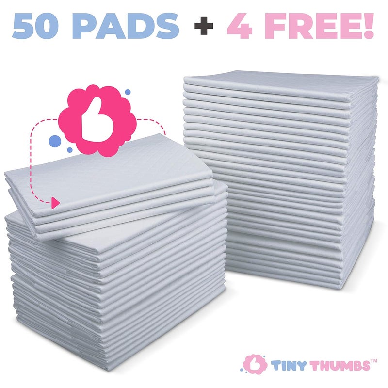 TINY THUMBS Disposable Changing Pads for Baby (54 Pack) - Super Soft, Ultra Absorbent & Waterproof Large Diaper Changing Pad Liners - Baby Changing Pad Cover & Bed Pads - Image 3