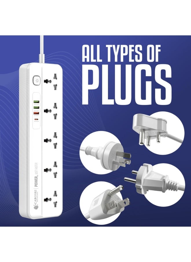 Power Extension Cord 5 AC Outlets, Smart Power Strip WIFI Extension Plug with 4 USB Ports and 1 DP Surge Protector