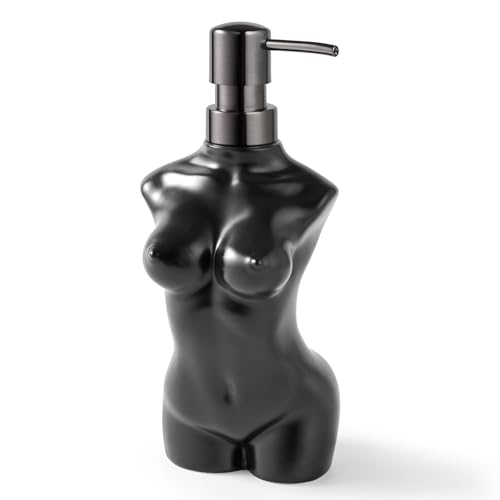 NEWHENGS Ceramic Soap Dispenser Hand Lotion Liquid Dispenser Refillable for Kitchen and Bathroom Decorative (Black) - Image 1