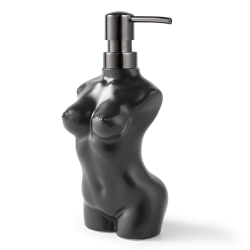 NEWHENGS Ceramic Soap Dispenser Hand Lotion Liquid Dispenser Refillable for Kitchen and Bathroom Decorative (Black) - Image 2