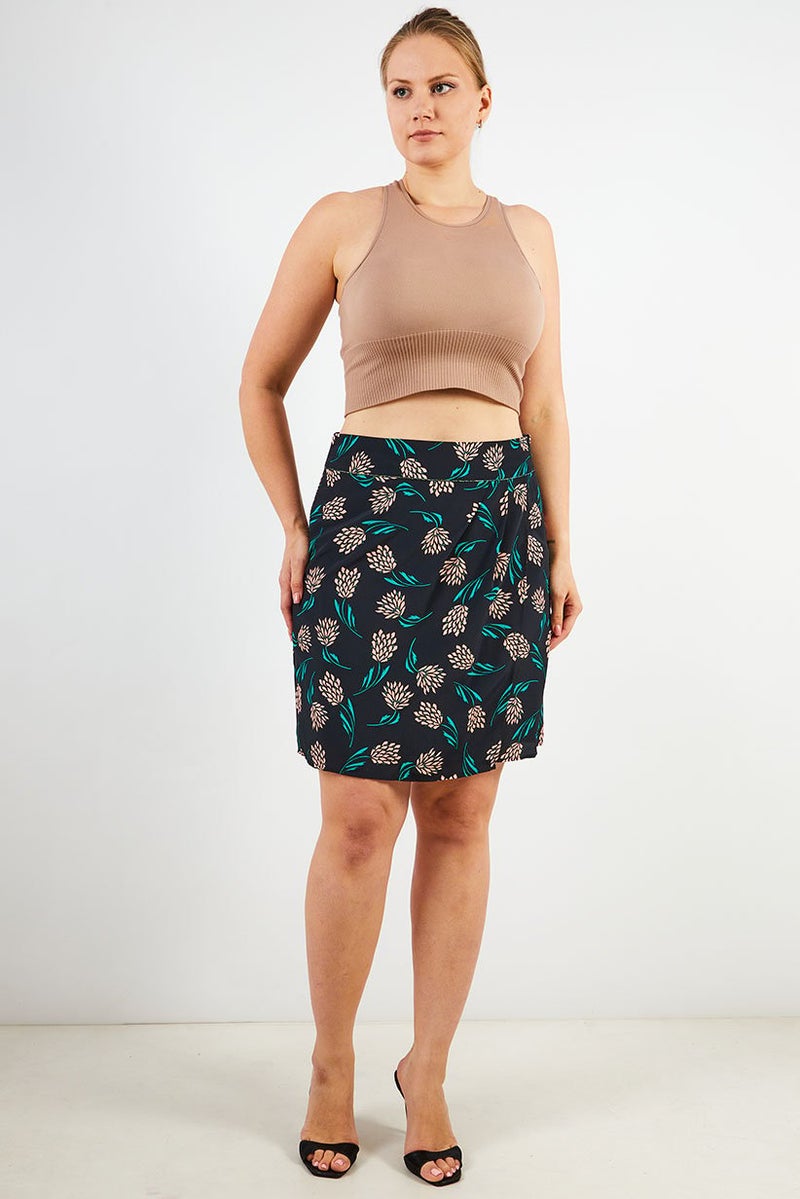 One Step Women Pull On Allover Printed Mini Skirt, Black Combo - Image 4