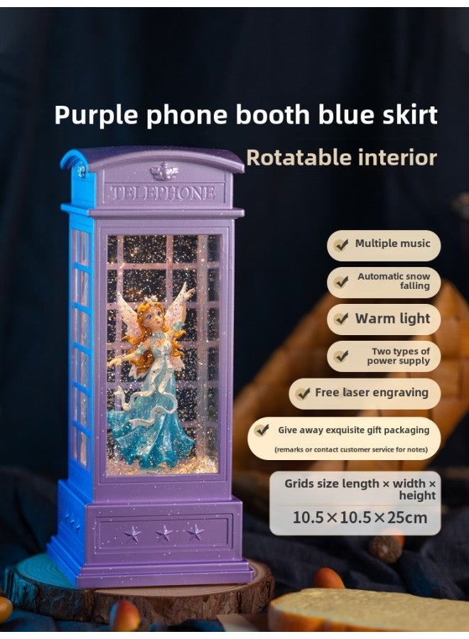 Snow Music Box Frozen Crystal Ball Daughter Children's Rotating Girl Music Box Birthday High Sense-Color:Princess Wei Ni's "purple Phone Pavilion" "blue" Skirt Rotation  - Image 1