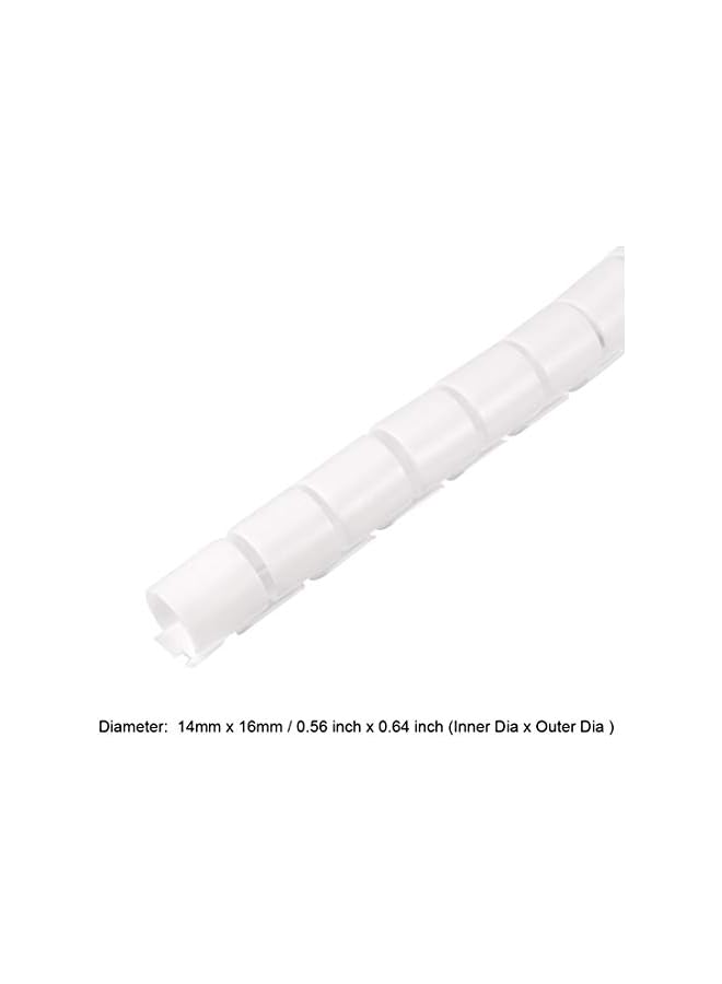 promass Flexible Spiral Tube Wrap Cable Management Sleeve 14mmx16mm Computer Wire Manage Cord 3 Meters Length White - Image 3
