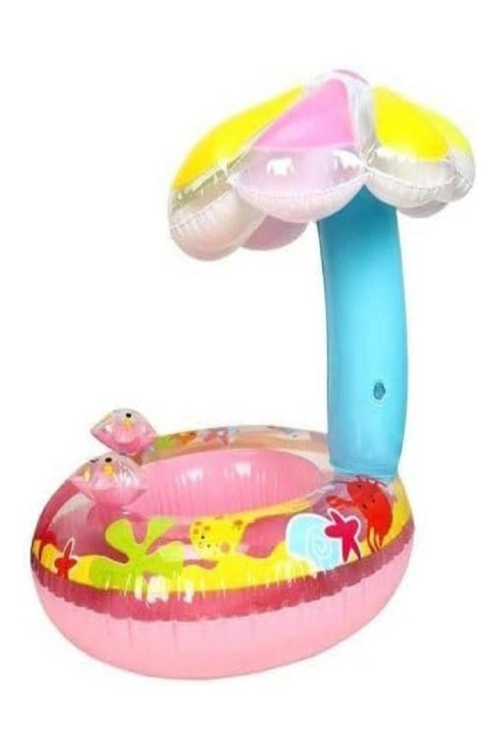 Baby Swimming Float with Inflatable Sun Canopy – Colorful Round Safety Float with Canopy Sun Shade – Suitable for Infants and Toddlers to Enjoy Water in Summer and Pools - Image 2