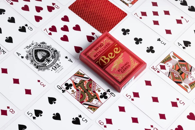 Bicycle Bee MetalLuxe™ Playing Cards - Red Foil Diamond Back, Standard Index - Image 3