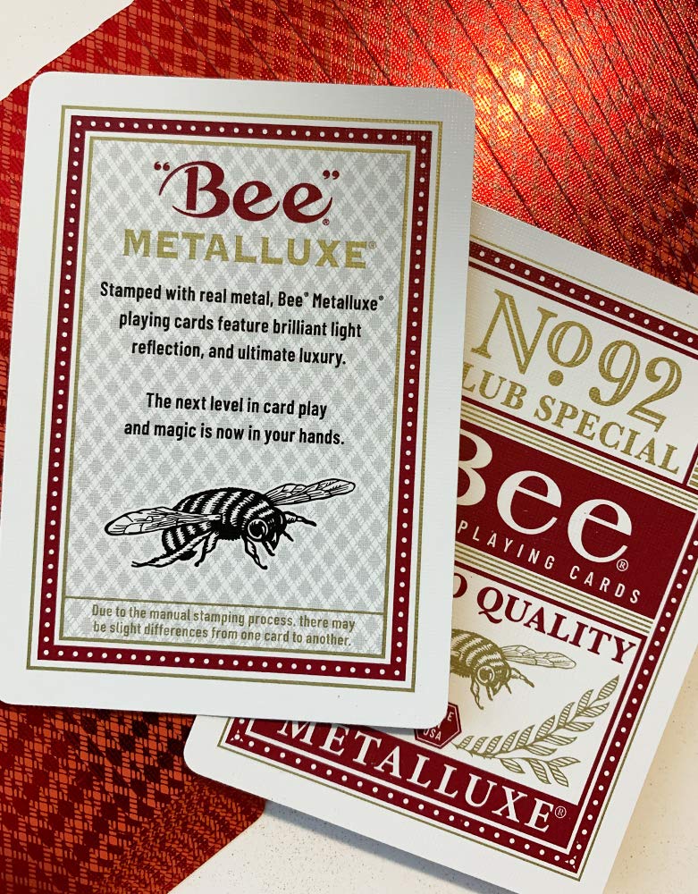 Bicycle Bee MetalLuxe™ Playing Cards - Red Foil Diamond Back, Standard Index - Image 4