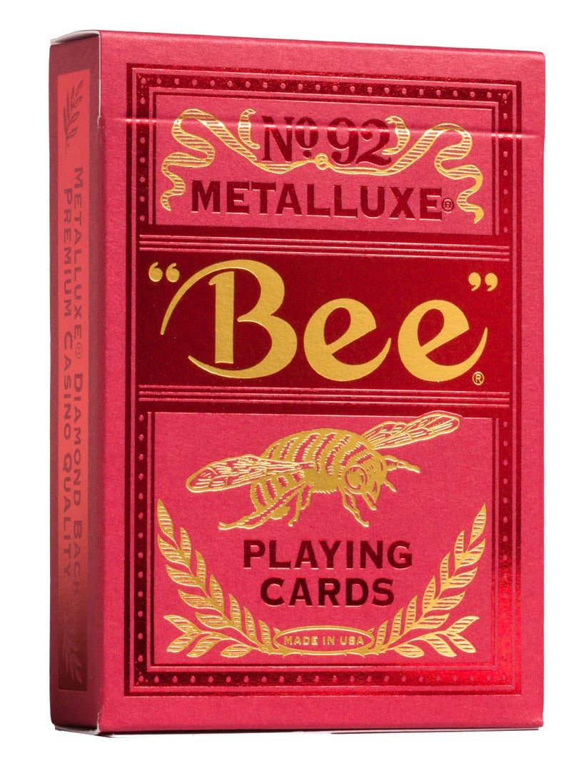Bicycle Bee MetalLuxe™ Playing Cards - Red Foil Diamond Back, Standard Index - Image 1