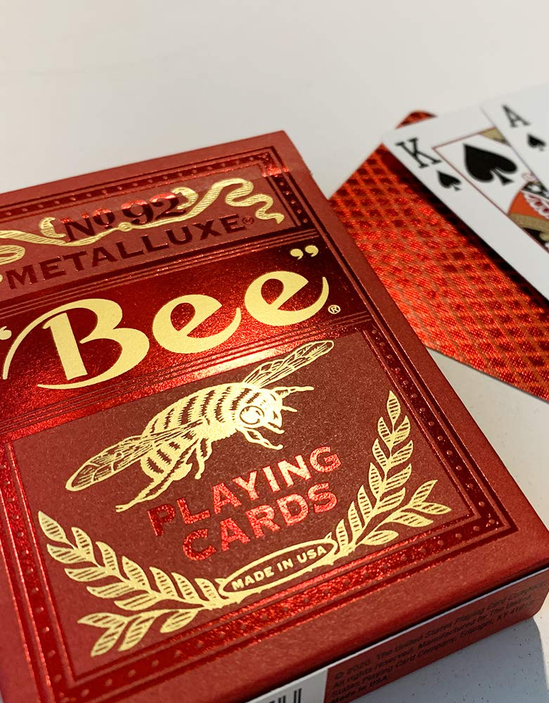 Bicycle Bee MetalLuxe™ Playing Cards - Red Foil Diamond Back, Standard Index - Image 5