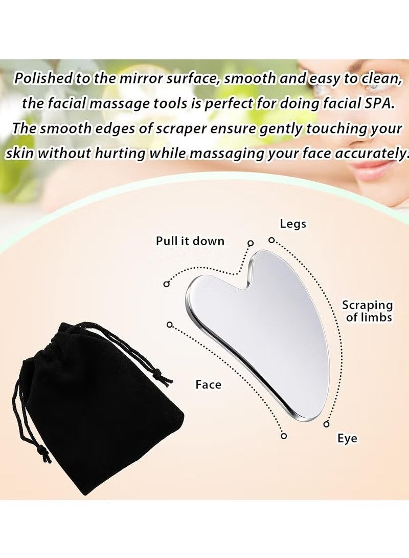 Loquat Stainless Steel Gua Sha Facial Tools, Face Metal Gua Sha Tighten Skin Massage Guasha Scraping Beauty Tool for Body Eyes Neck Skin Massager - Image 3
