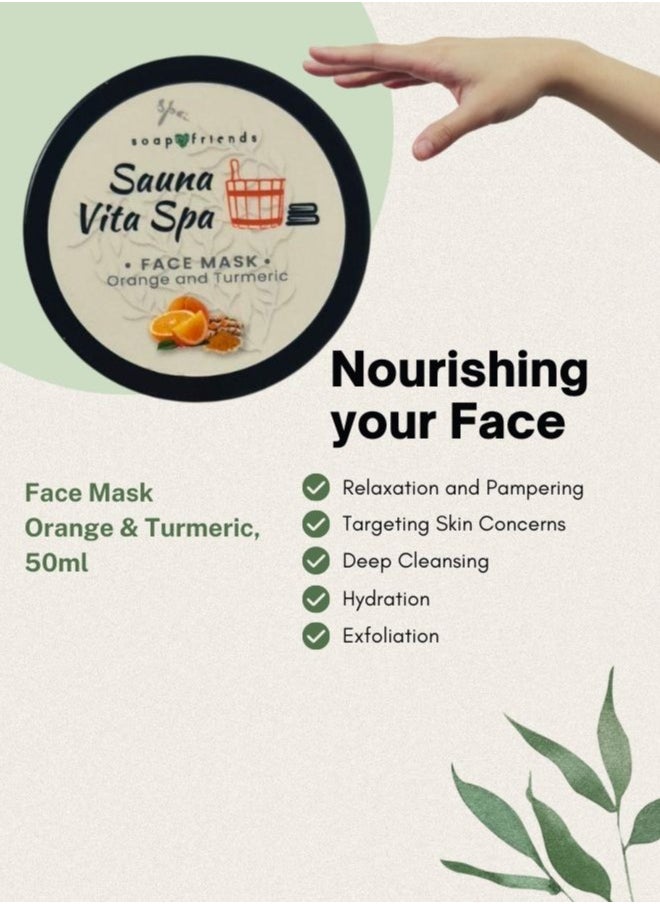 Soap&Friends Orange Turmeric Nourishing Sauna Face Mask 50 ml Face Mask for Radiant Skin  - Image 4
