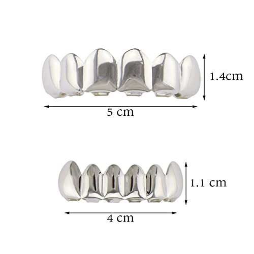 MagiDeal Silver-Tone Hip Hop Removeable Mouth Grillz Set (Top & Bottom) Player Style - Image 2