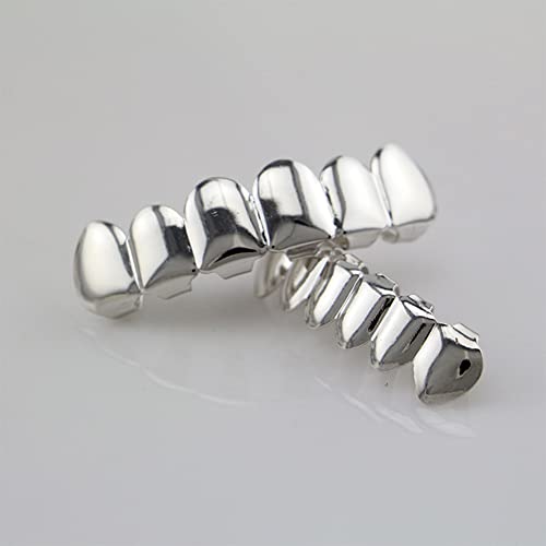 MagiDeal Silver-Tone Hip Hop Removeable Mouth Grillz Set (Top & Bottom) Player Style - Image 5