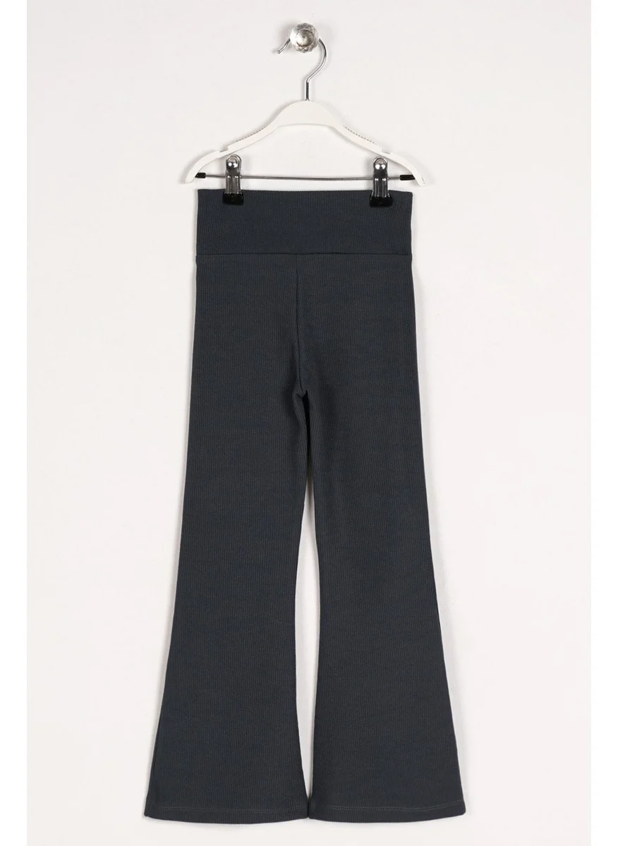 Zepkids High Waisted Bell-bottomed Anthracite Colored Girls' Leggings