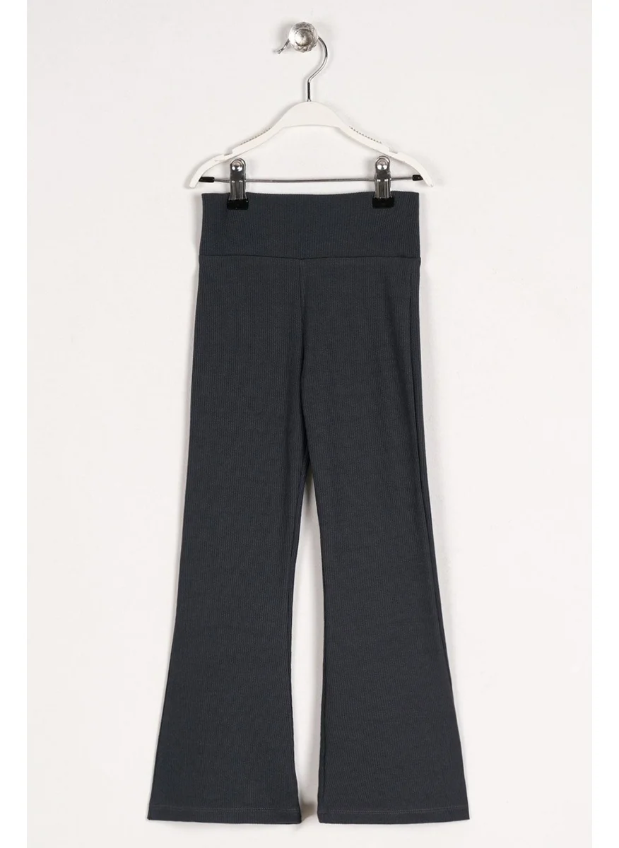 Zepkids High Waisted Bell-bottomed Anthracite Colored Girls' Leggings