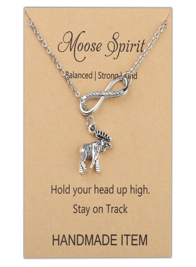MAOFAED Moose Necklace - Moose Spirit Balanced Strong Kind - Inspirational Gift - Image 1