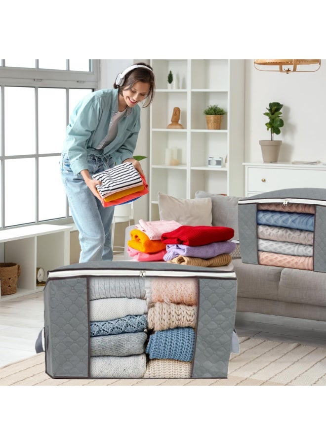 CHIYLE 4-Pack Large Zippered Storage Bags with Clear Window, Foldable Closet Organizers for Comforters, Quilts, Pillows, Clothes & Bedding – Breathable Fabric with Reinforced Handles - Image 5