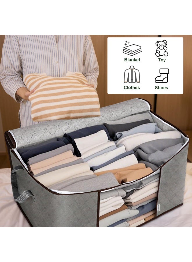 CHIYLE 4-Pack Large Zippered Storage Bags with Clear Window, Foldable Closet Organizers for Comforters, Quilts, Pillows, Clothes & Bedding – Breathable Fabric with Reinforced Handles - Image 4