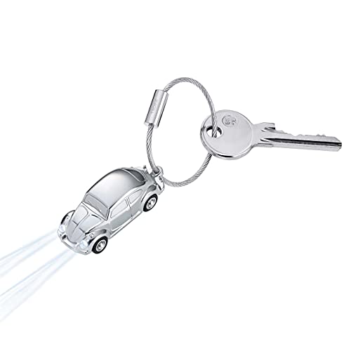 TROIKA Light Beetle 1964 - KR16-40/CH - Keyring Volkswagen car, with White LED Light - cast Metal- Shiny - Chrome Plated - Silver - Image 2