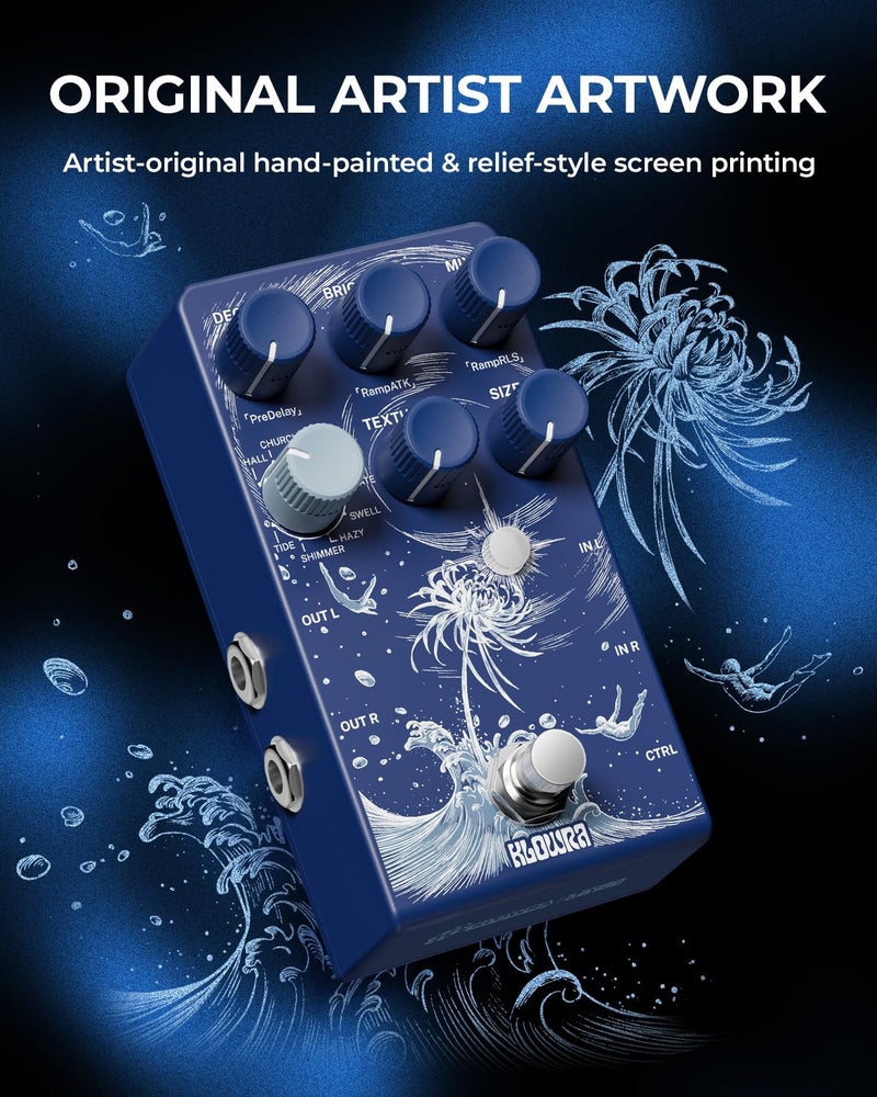 Klowra Limbo Stereo Reverb Pedal with Shimmer, Tide & Freeze - 9 Ambient Effects for Electric Guitar, Bass & Synth - Analog Dry Through for Zero Tone Loss - Ideal for Worship, Shoegaze & Live Gigs - Image 2