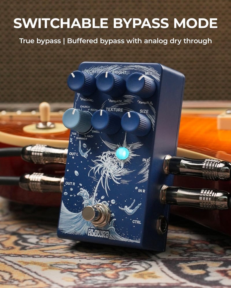Klowra Limbo Stereo Reverb Pedal with Shimmer, Tide & Freeze - 9 Ambient Effects for Electric Guitar, Bass & Synth - Analog Dry Through for Zero Tone Loss - Ideal for Worship, Shoegaze & Live Gigs - Image 5