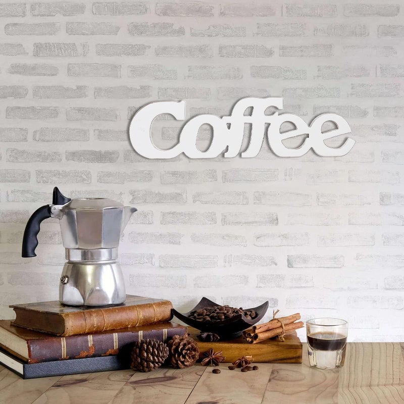 Sintosin Rustic Distressed White Coffee Sign for Tabletop for 14", Wall Hanging Farmhouse Signs for Coffee Station, Wood Signs for Home Decor Kitchen Shelf Christmas - Image 5