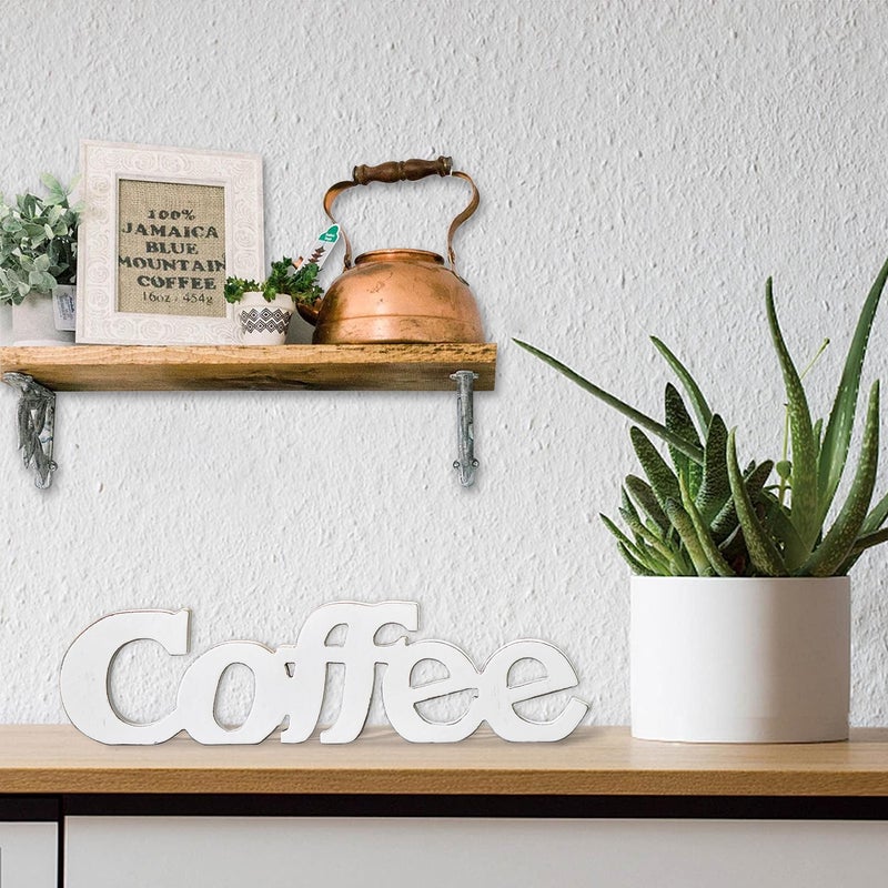 Sintosin Rustic Distressed White Coffee Sign for Tabletop for 14", Wall Hanging Farmhouse Signs for Coffee Station, Wood Signs for Home Decor Kitchen Shelf Christmas - Image 4