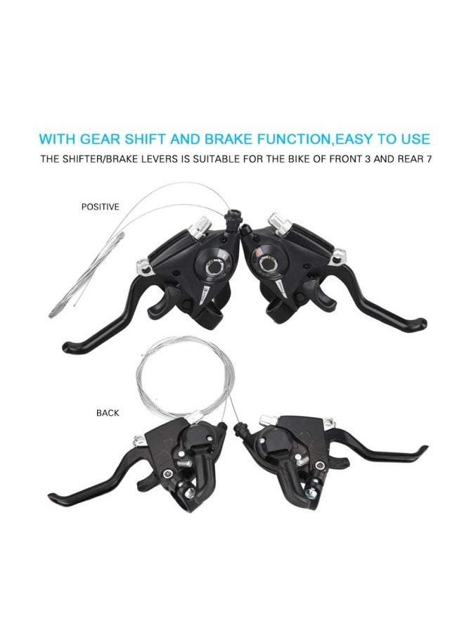 Brake Lever Combo Featuring Integrated Shifters, 3x7 Speed Shifter for optimal Bike MTB and Fixed Gear Compatibility Cables.